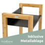Holz4home Getränkekistenregal mit schwarzer Metallablage. Regal aus Holz für Getränkekisten.
