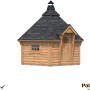 Palmako Grillkota Eva, 376x326 cm, braun tauchgrundiert. Holz-Gartenhaus mit Fenster und Dach.