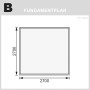 Fundamentplan für Karibu Holz-Gartenhaus Kumla 6, 270x270 cm. Abmessungen in Millimeter.