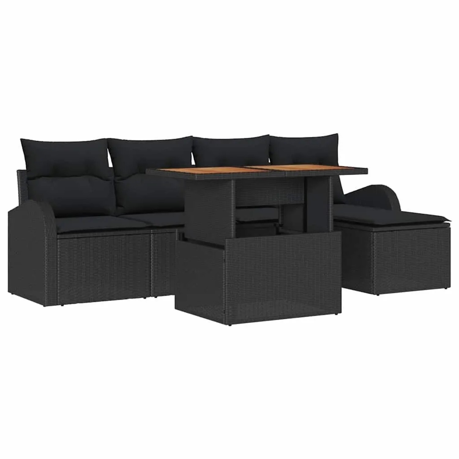 vidaXL Garten-Sofa-Set mit Kissen 6-Tlg Schwarz 3349575