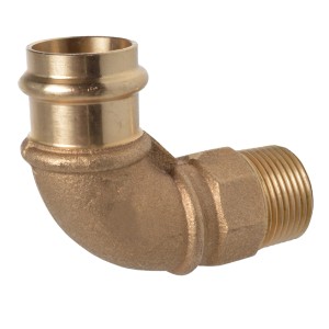 Kirchhoff RG-Winkel 90° aus Rotguss, 18 mm x 21 mm, für Pressfittings.
