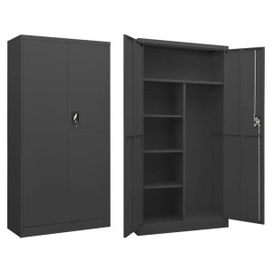 vidaXL Schließfachschrank, anthrazitfarbener Büroschrank aus Stahl, 90x40x180 cm.