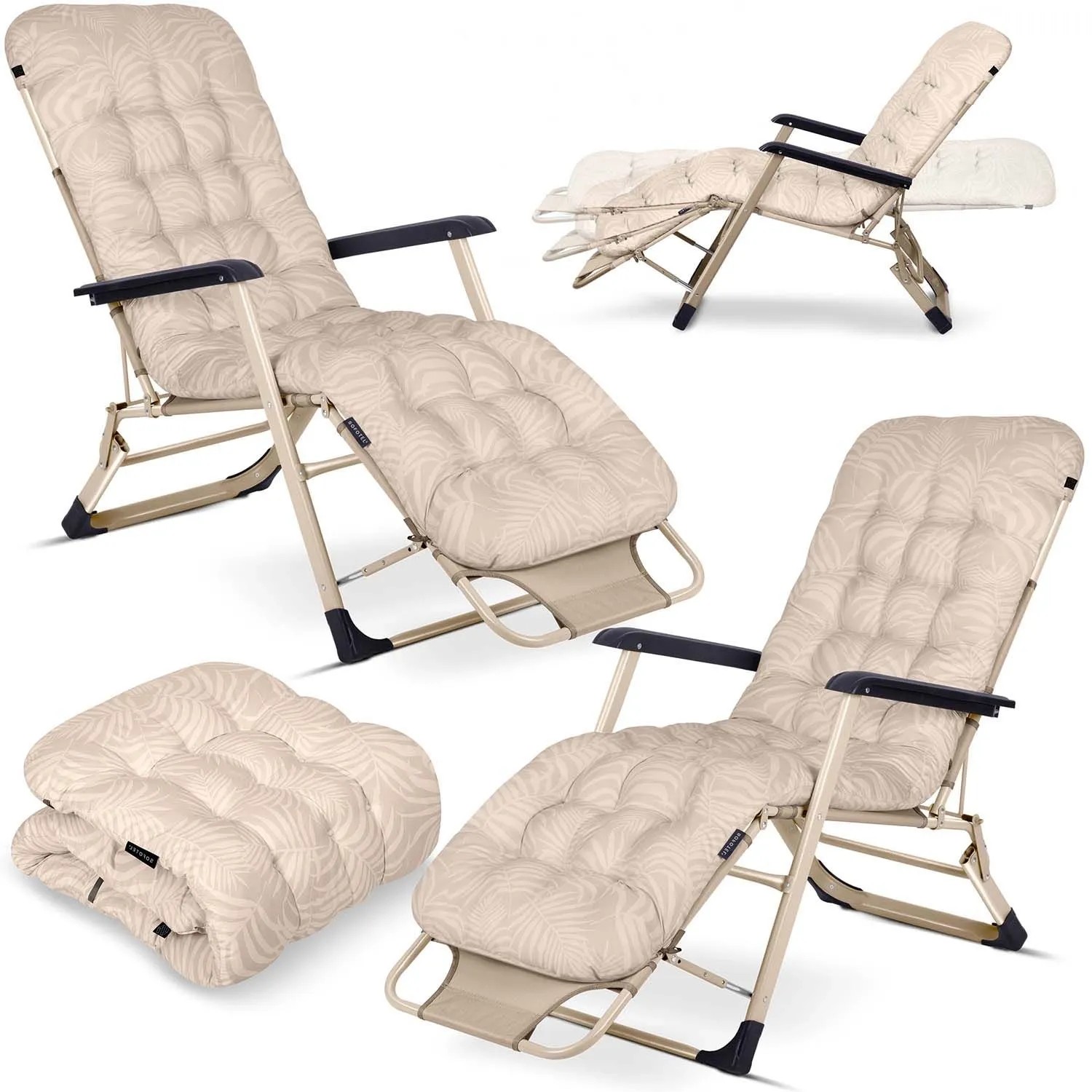 Sofotel Klappbare Gartenliege Mit Kissen Chillwell 2Er Set Beige