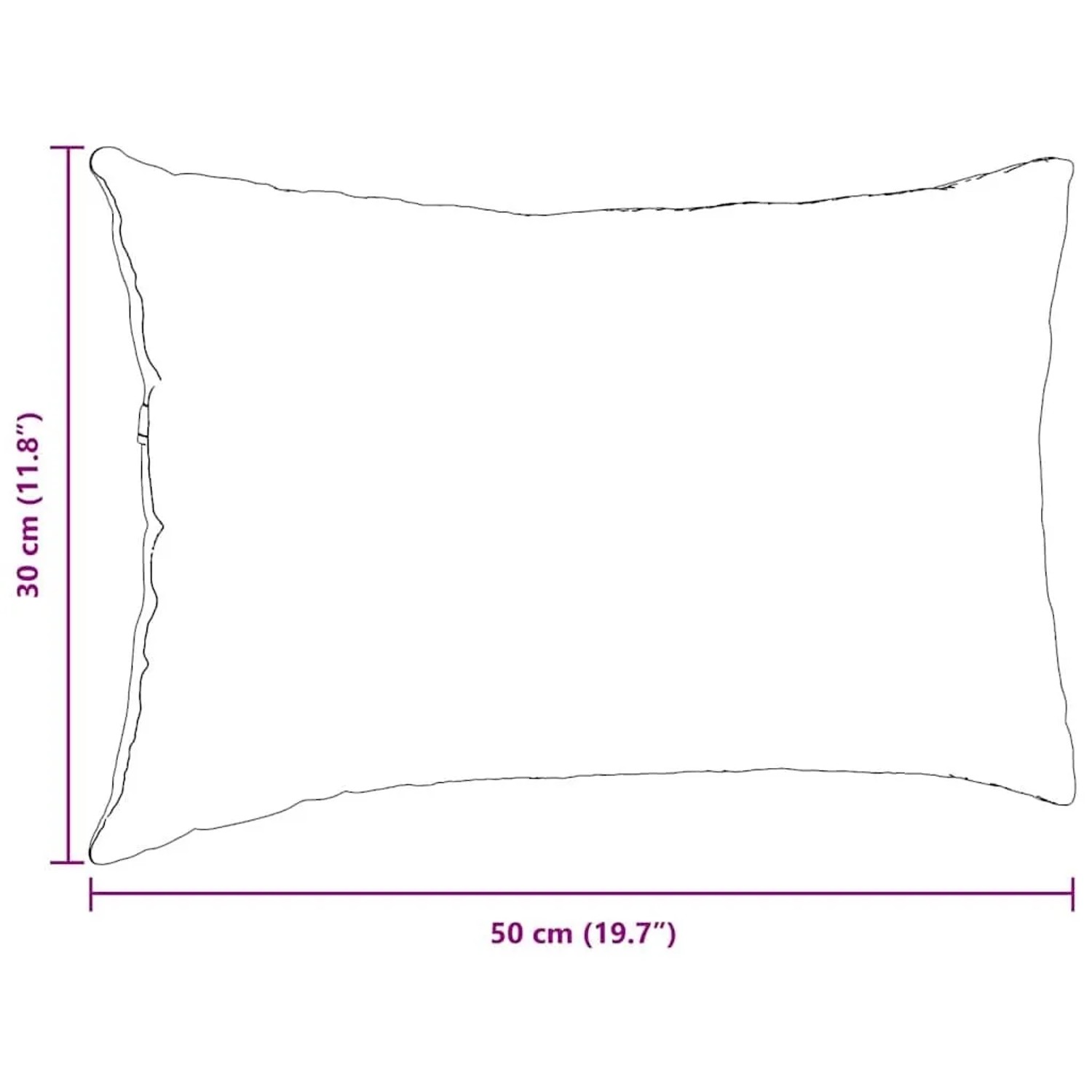 Outline des vidaXL Sofakissens 50x30 cm. Rechteckige Form mit Maßangaben für Kissen & Kissenbezüge.