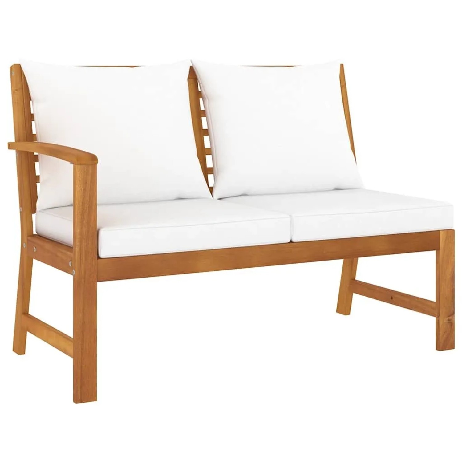 vidaXL Gartenbank 114,5 cm mit Cremeweißen Kissen Massivholz Akazie 311836