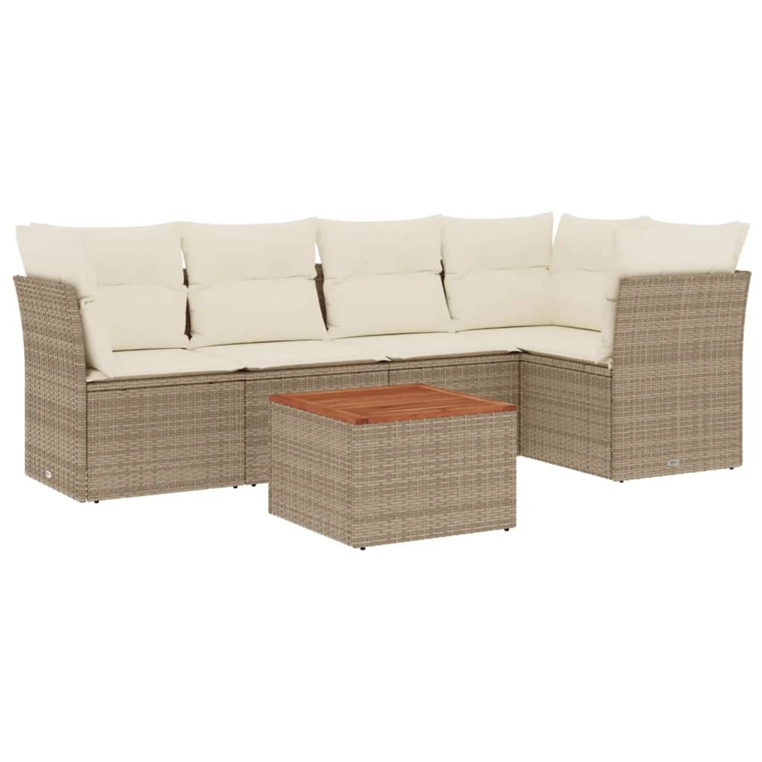 vidaXL 6-Tlg Garten-Sofagarnitur mit Kissen Beige Poly Rattan 3255960 günstig online kaufen