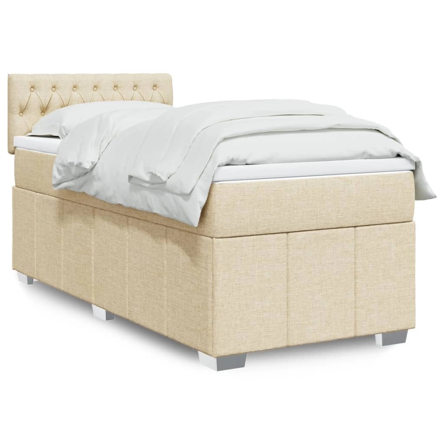 vidaXL Boxspringbett mit Matratze Creme 100x200 cm Stoff 3289291 günstig online kaufen