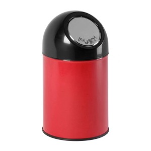 Roter PROREGAL Mülleimer mit Pushdeckel, 30 Liter, aus Metall und Kunststoff.