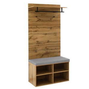 Merax Garderoben Set mit Schuhbank Kleiderstange Holzoptik 175 cm
