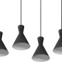 Schwarze Reality Pendelleuchte Enzo mit vier Lampen für Ess- und Wohnzimmer.