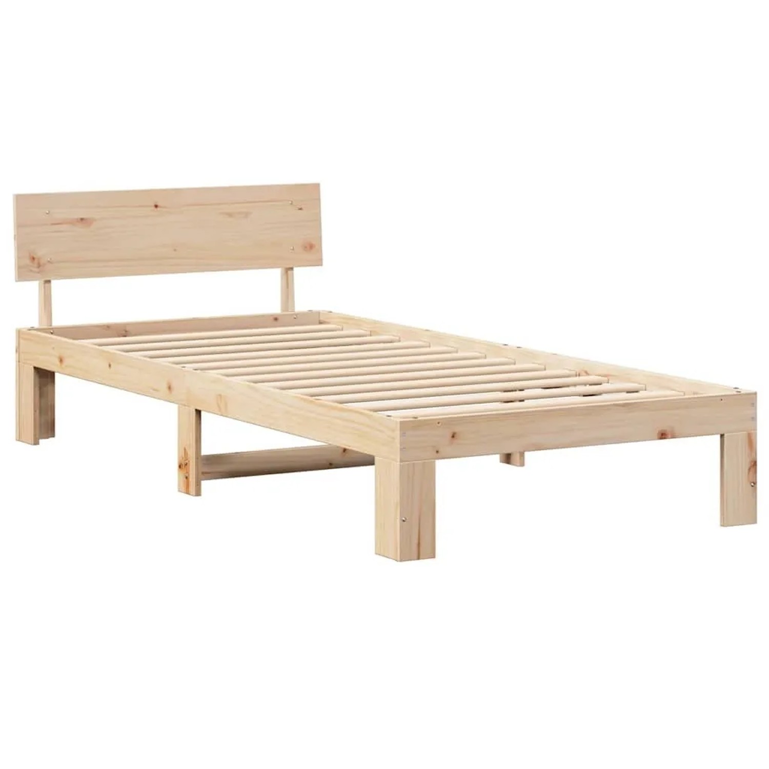 vidaXL Bettrahmen mit Kopfteil Natur 100 x 200 cm Massives Kiefernholz 872665