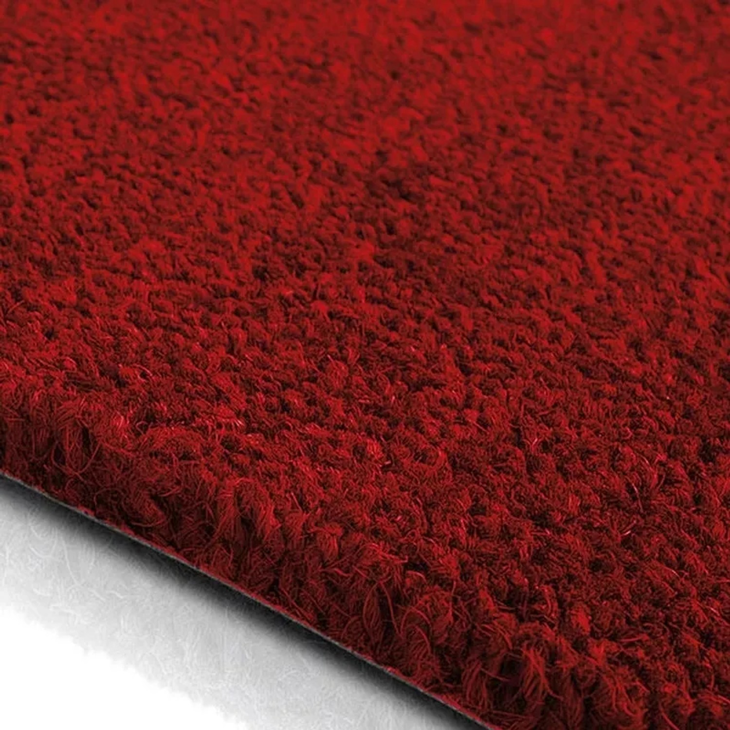 Detailaufnahme: Rote KARAT Kokosmatte, Eingangsmatte, Fußabtreter, 40x60 cm, 30 mm hoch.