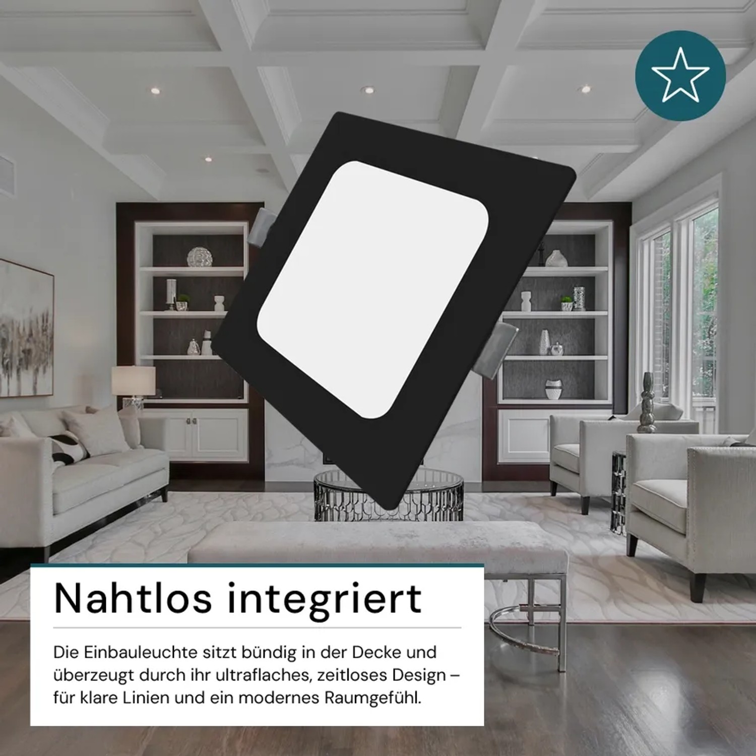 LUXULA LED Einbauleuchte 18W IP44-Geschützt 1800lm Lichtfarbe Einstellbar CCT 220x26mm Einbaustrahler Deckenspot Eckig Schwarz_5
