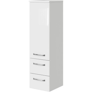 Pelipal Bad-Hängeschrank Trentino, weiß hochglanz, 30 cm breit, mit Tür und zwei Schubladen.