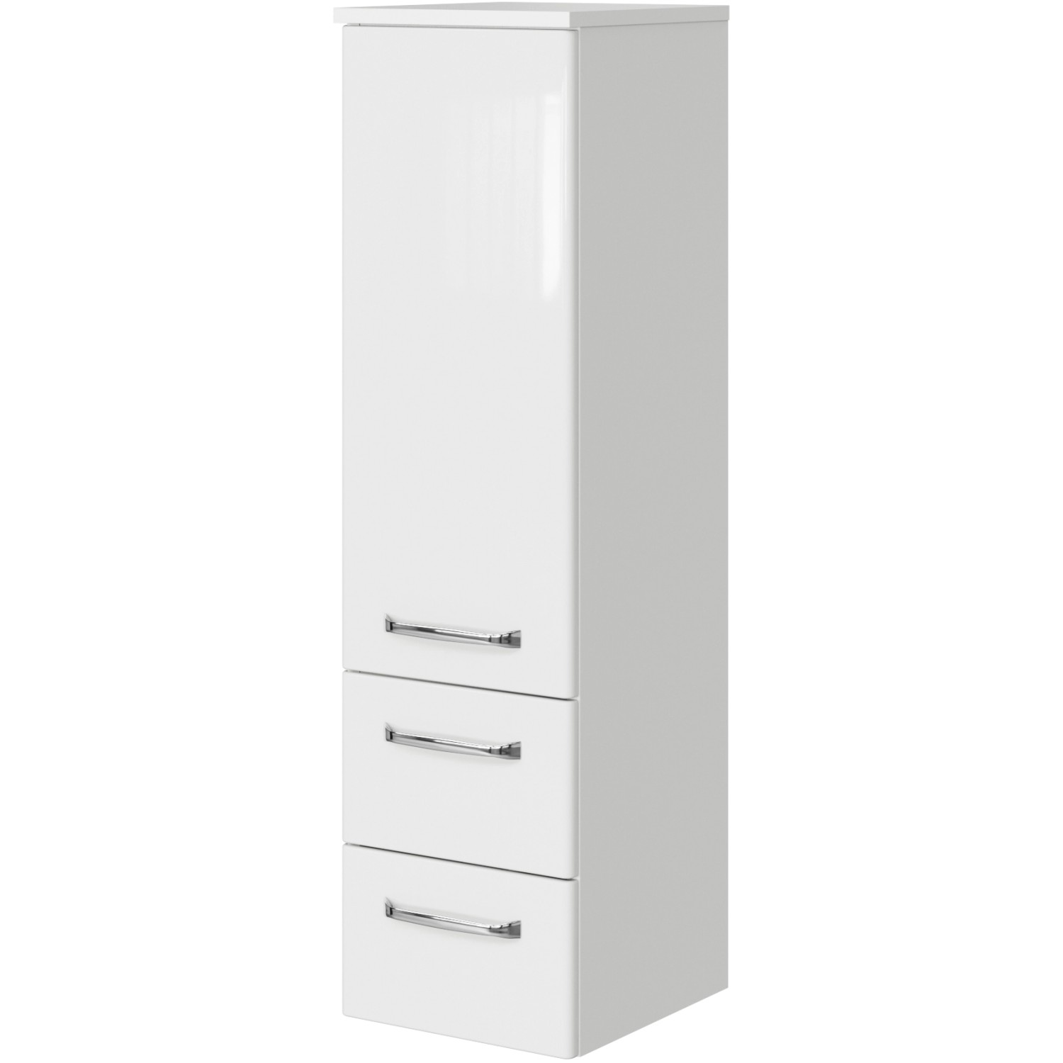 Pelipal Bad-Hängeschrank Trentino, weiß hochglanz, 30 cm breit, mit Tür und zwei Schubladen.