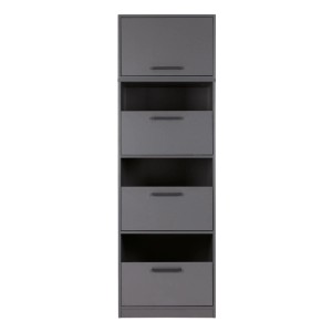 Inter Link Wäscheschrank Studio Flow anthrazit. Hoher Schrank mit Klapptüren und Fächern für Textilien.