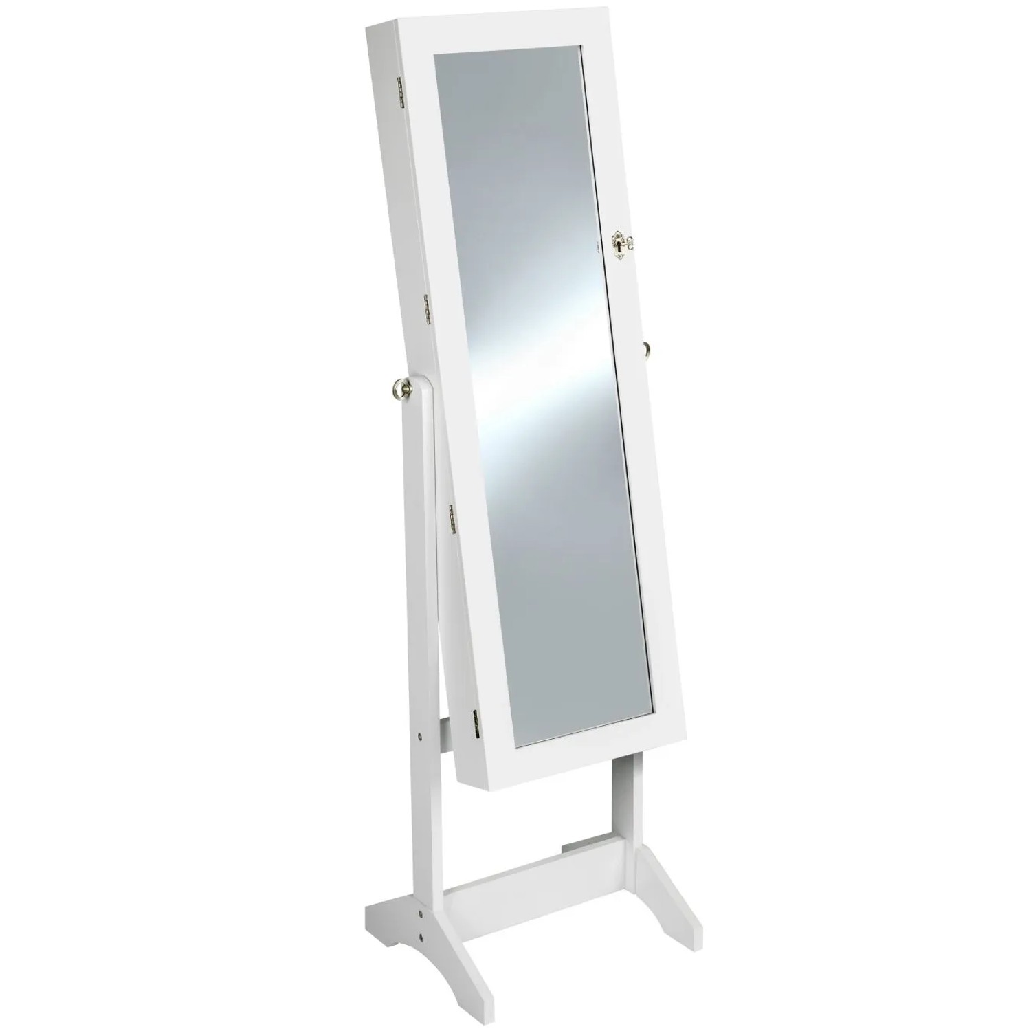 Tectake Schmuckschrank   Mit Ganzkörperspiegel Verstellbar  Standfest  45 x 37 x 147 cm Weiß