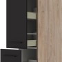 Flex-Well Apotheker-Hochschrank Capri, 30 cm, Schwarz Matt/Eiche, mit Auszügen und Ablagen.