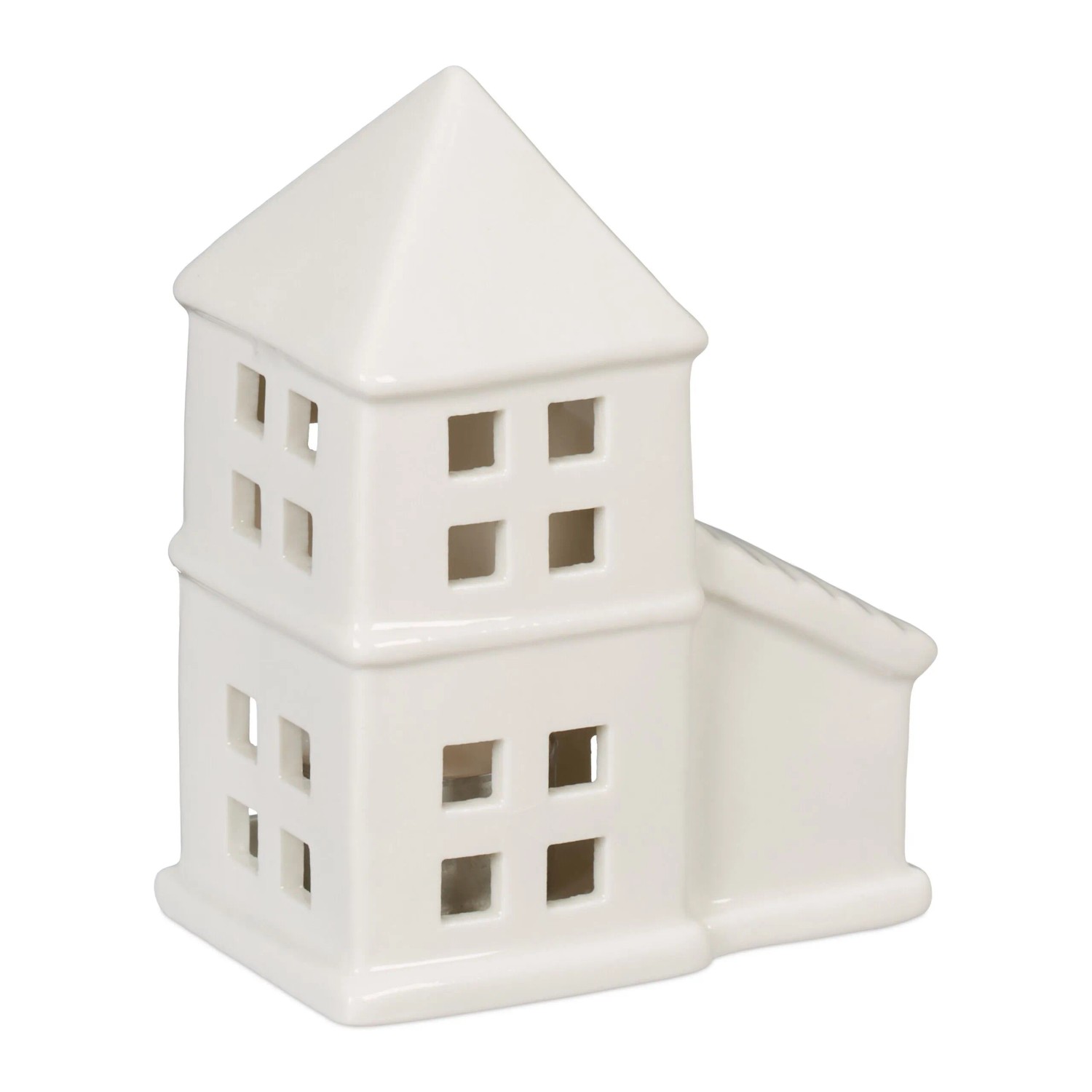 Relaxdays Teelichthaus Porzellan Weiß Dekorativ 11,5 cm x 9,5 cm x 6 cm 240 g