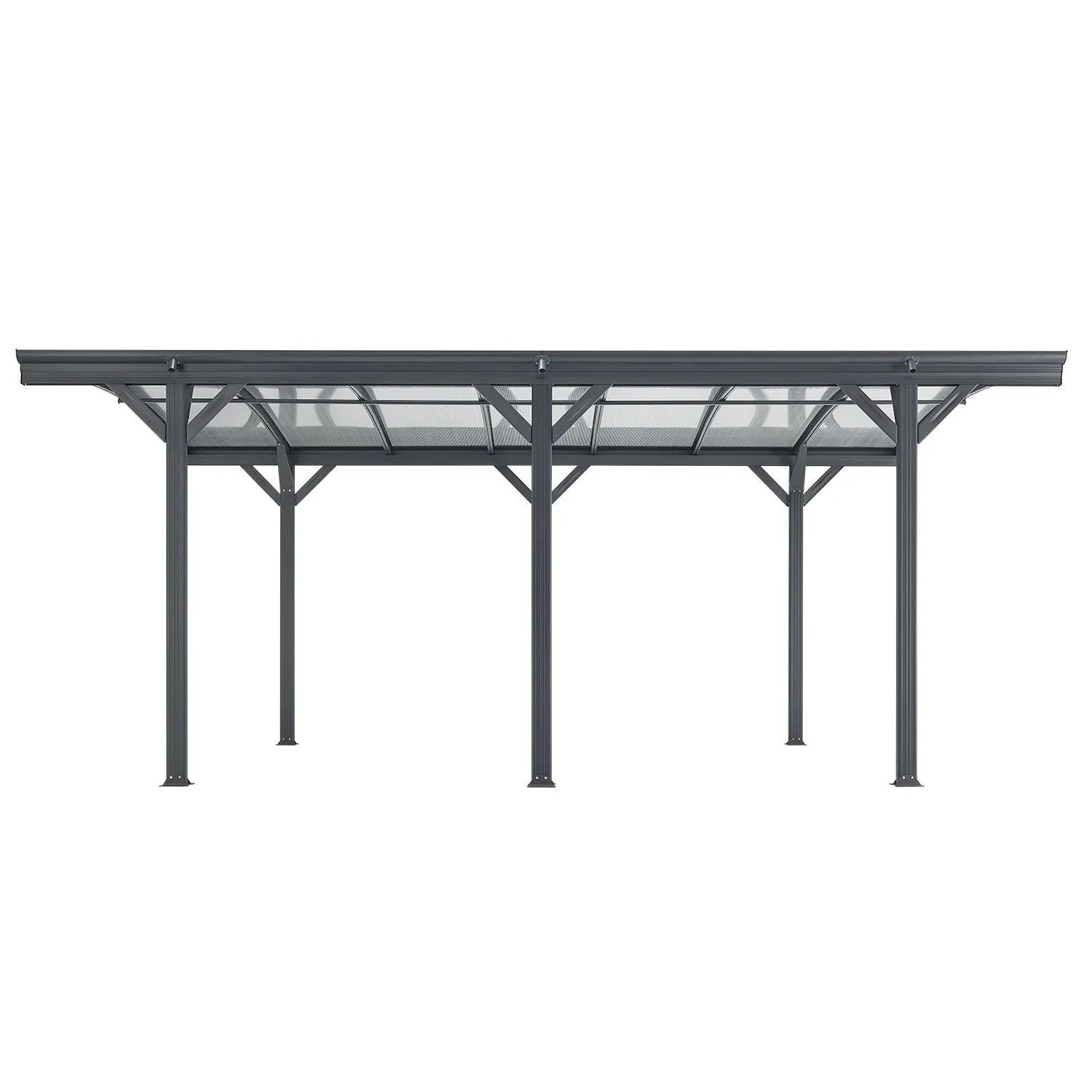 Dunkelgrauer Juskys Carport 5x3 m mit Bogendach und Alu-Rahmen. Ideal als Wetterschutz für Fahrzeuge.