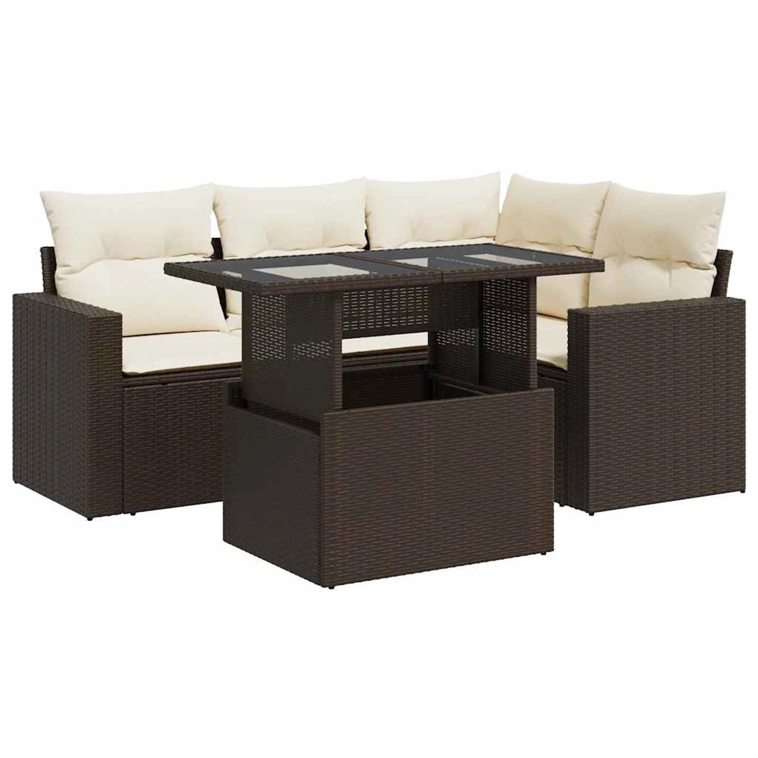 vidaXL 5-Tlg Garten-Sofagarnitur mit Kissen Braun Poly Rattan 3326314 günstig online kaufen