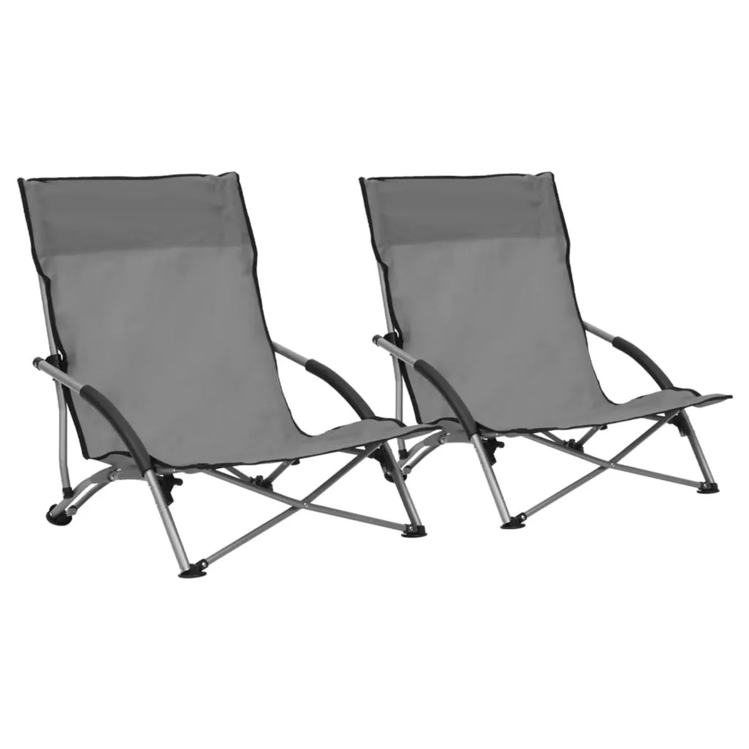 Furnicato Klappbare Strandstühle 2 Stk  Grau Stoff