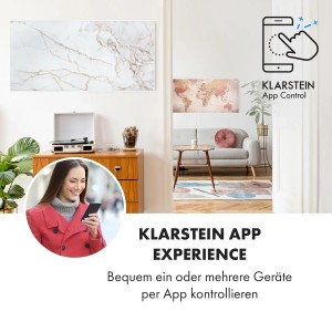 Klarstein Wonderwall Infrarotheizung mit Marmor-Motiv, App-Steuerung, 120x60 cm.