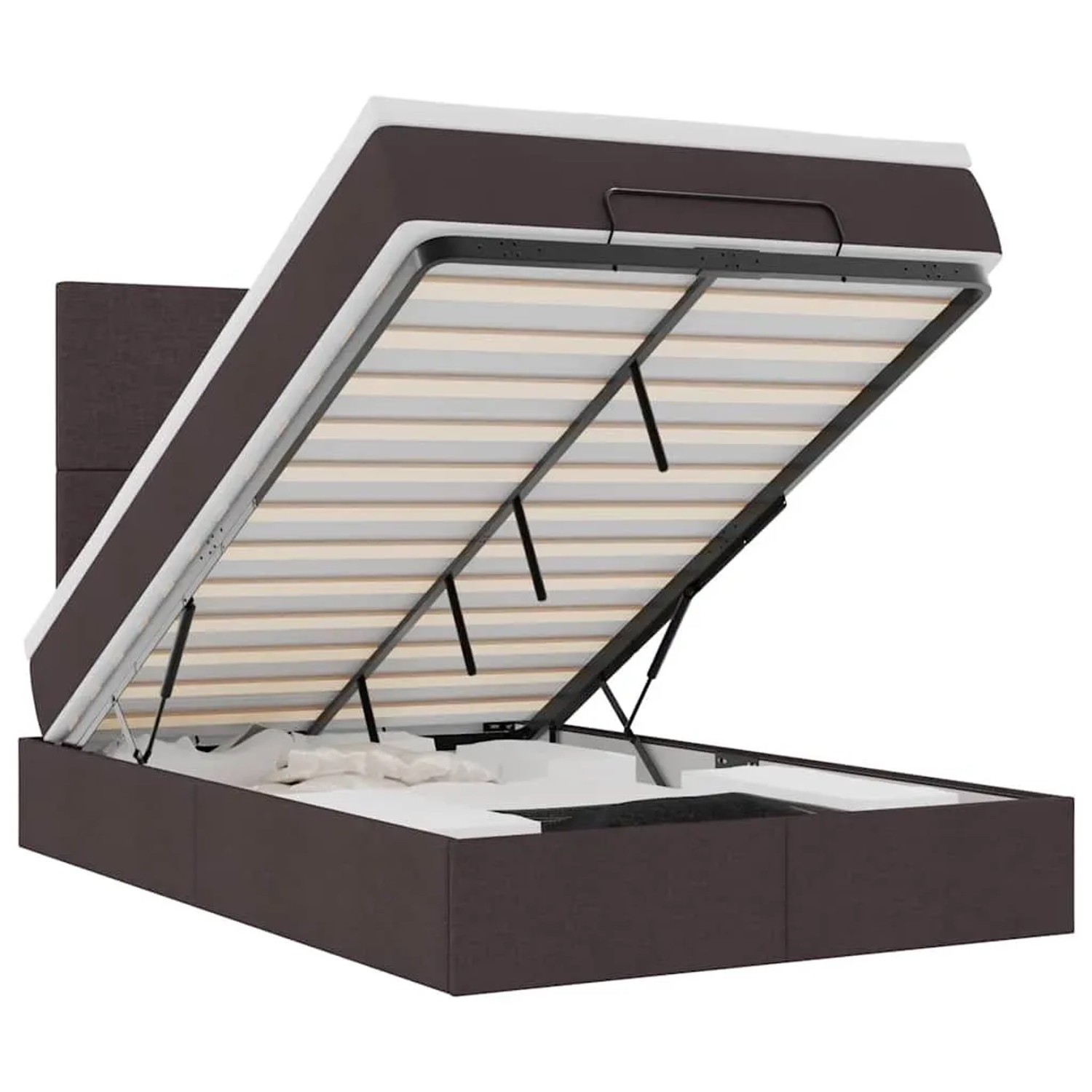 vidaXL Ottoman-Bett mit Matratze & LEDs Dunkelbraun 120x190 cm Stoff 3313909