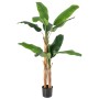 Costway Kunstpflanze: 165 cm hohe, tropische Palme mit 10 grünen Blättern im schwarzen Topf.