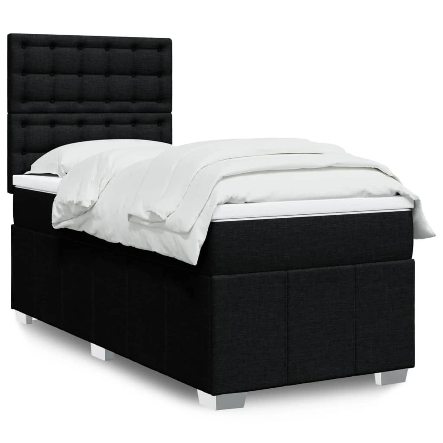vidaXL Boxspringbett mit Matratze Schwarz 90x200 cm Stoff 3293867 günstig online kaufen