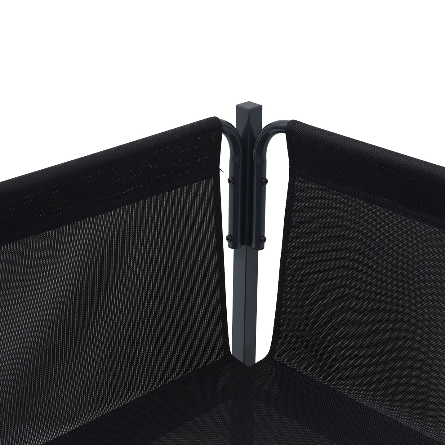 Detailansicht eines anthrazitfarbenen Garten-Sofa-Sets von vidaXL mit Stahlrahmen.