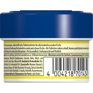 Tetra TabiMin Tablettenfutter für Bodenfische, 58 Tabletten in Dose mit blauem Deckel.