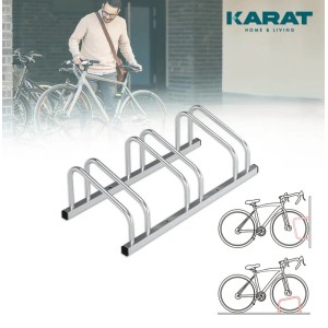 KARAT Fahrradständer Linus Silber für 3 Fahrräder, zur Boden- oder Wandmontage.