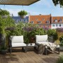 4-teiliges Lounge-Set Willa aus Aluminium in Anthrazit mit grauen Auflagen für Garten oder Terrasse.