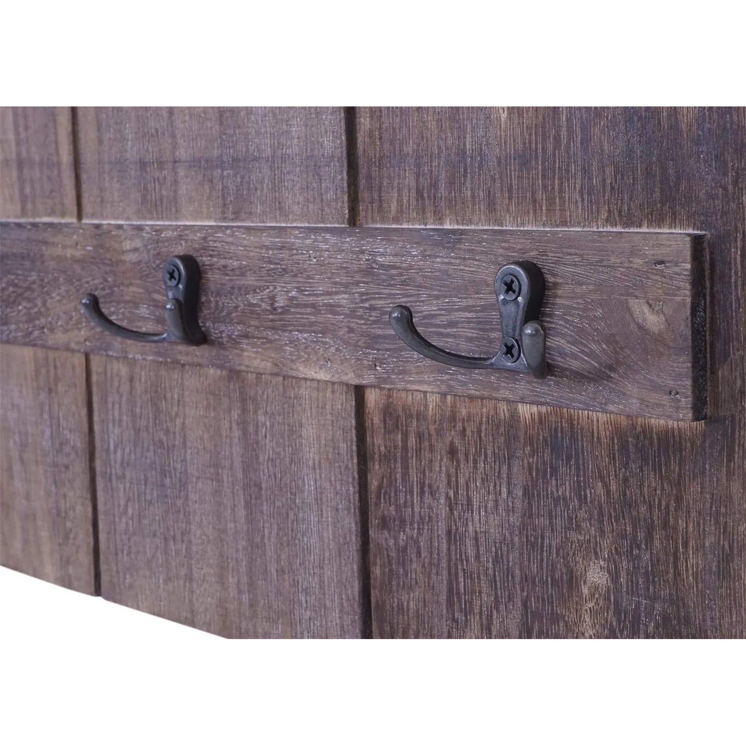 Wandgarderobe C89 Welcome Shabby Braun mit 8 Haken im Shabby-Look.
