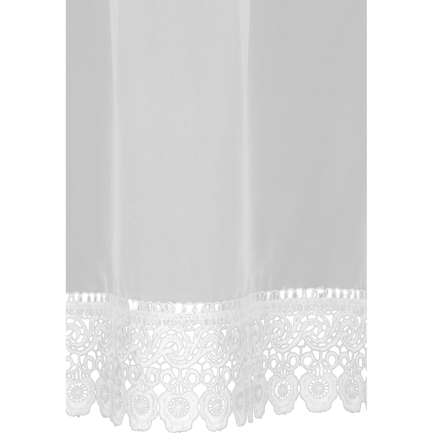 Weißes Schlaufenpanneau Lucinda von Neusser Collection mit filigraner Bordüre, 45x140 cm.