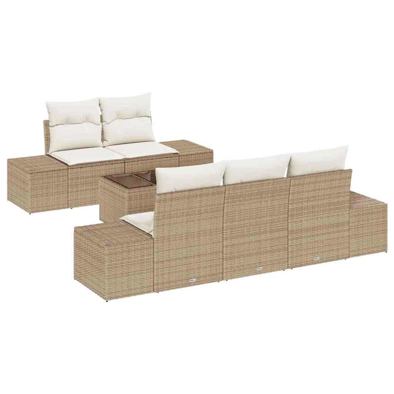 vidaXL Garten-Sofa-Set 6-Tlg Beige Poly Rattan 3346941 günstig online kaufen