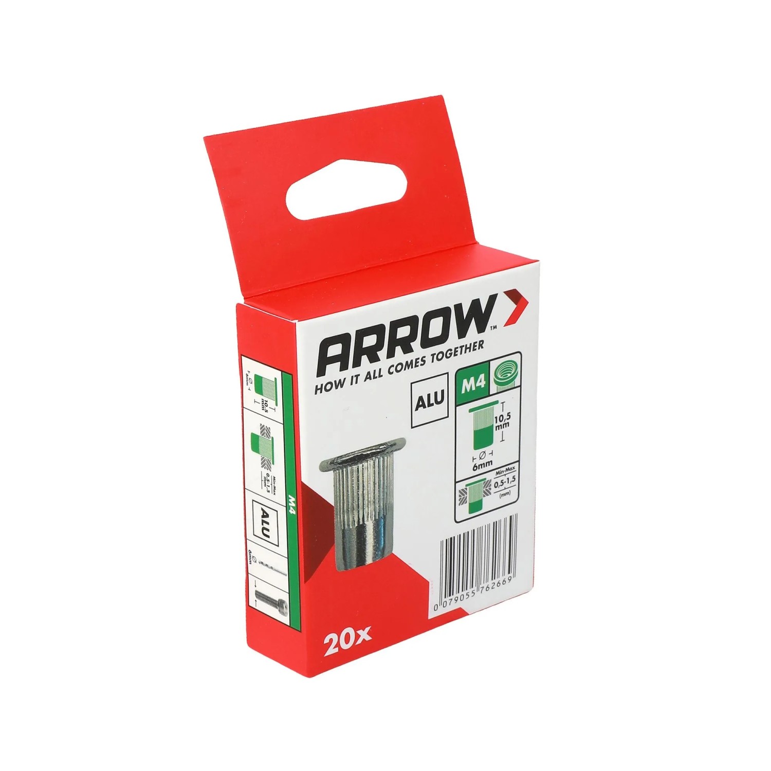 Arrow Nietmutter RN M4 Alu Ø 6 mm x 10,5 mm 20 Stück