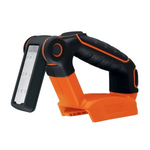Black+Decker Akku-Lampe BDCF18 18 V Solo, orange/schwarz, mit schwenkbarem Lampenkopf.