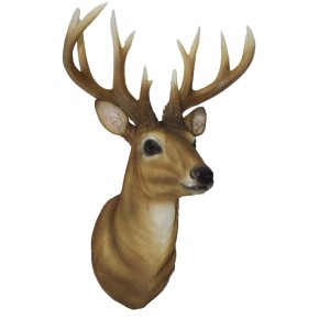 Deko-Hirschkopf (31 cm) mit Geweih zur Wandmontage, Gartendekoration.