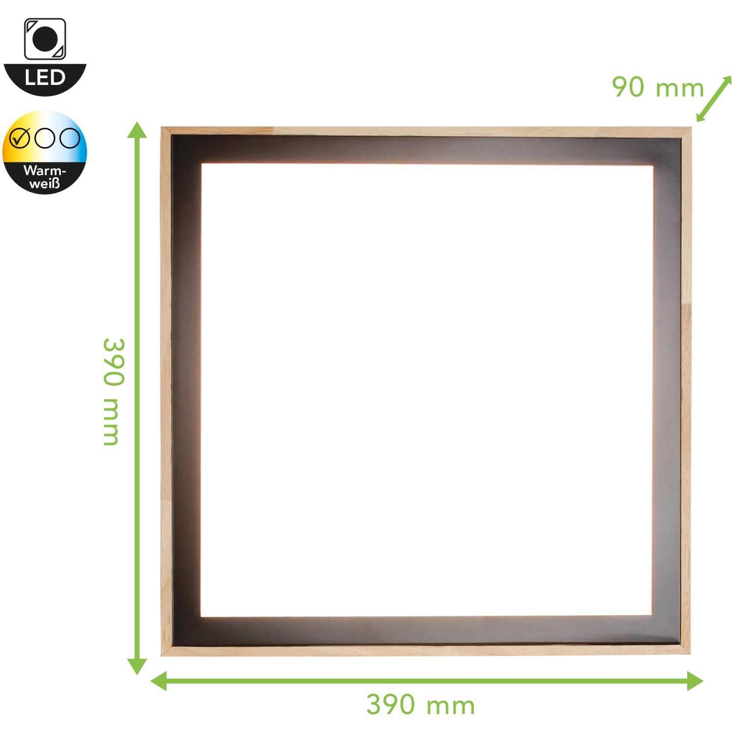 Luce Design LED-Deckenleuchte Solstar L 1-flammig Holz 39 cm x 39 cm günstig online kaufen