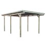 Flachdach-Einzelcarport aus Holz, 495x303x228 cm, mit sechs Pfosten und PVC-Dach.