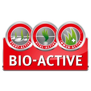 Bio-Active Logo für Wolf-Garten Premium-Rasen: Start-Active, Vital-Active, Immun-Active.