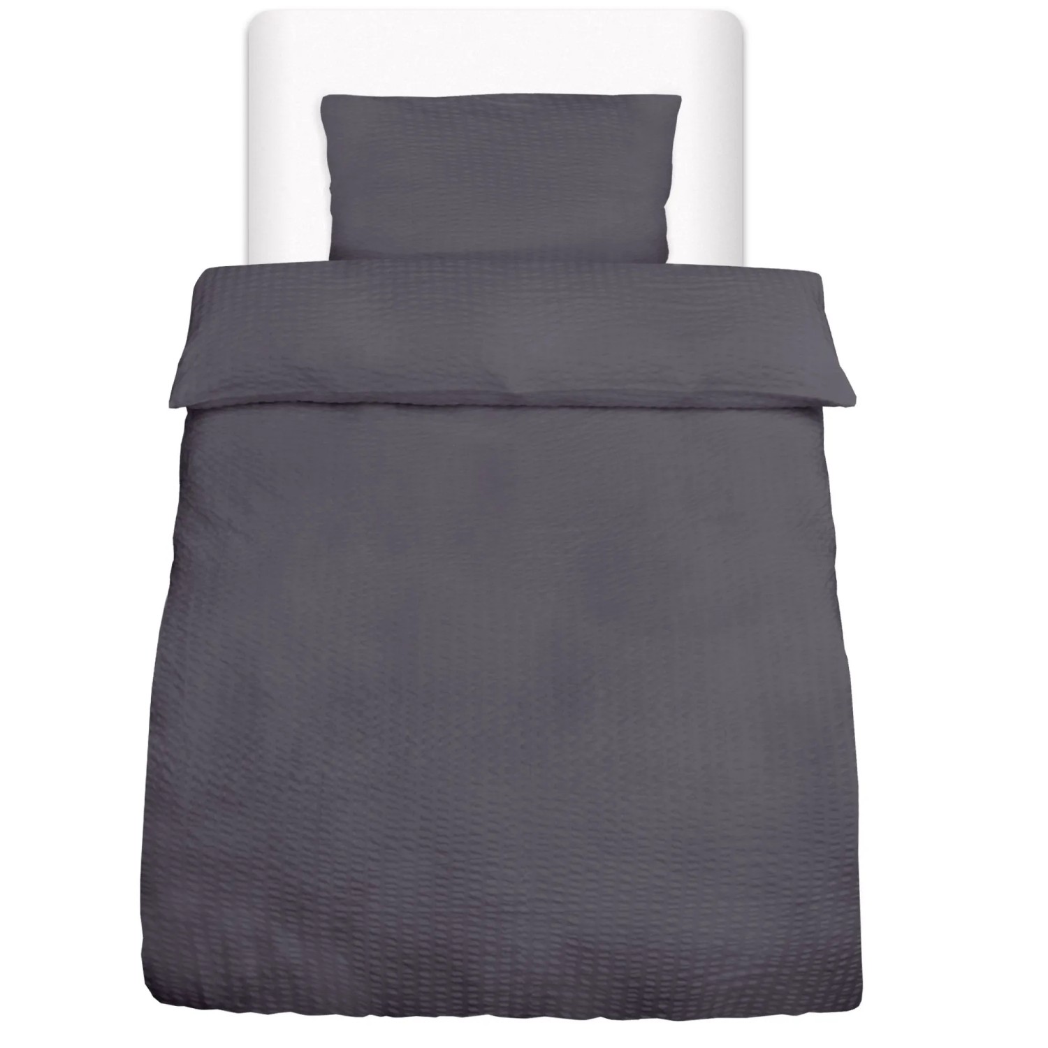 Beautissu Meline Bettbezug 155x220cm + Kissenbezug 40x80cm Anthrazit Seersu günstig online kaufen