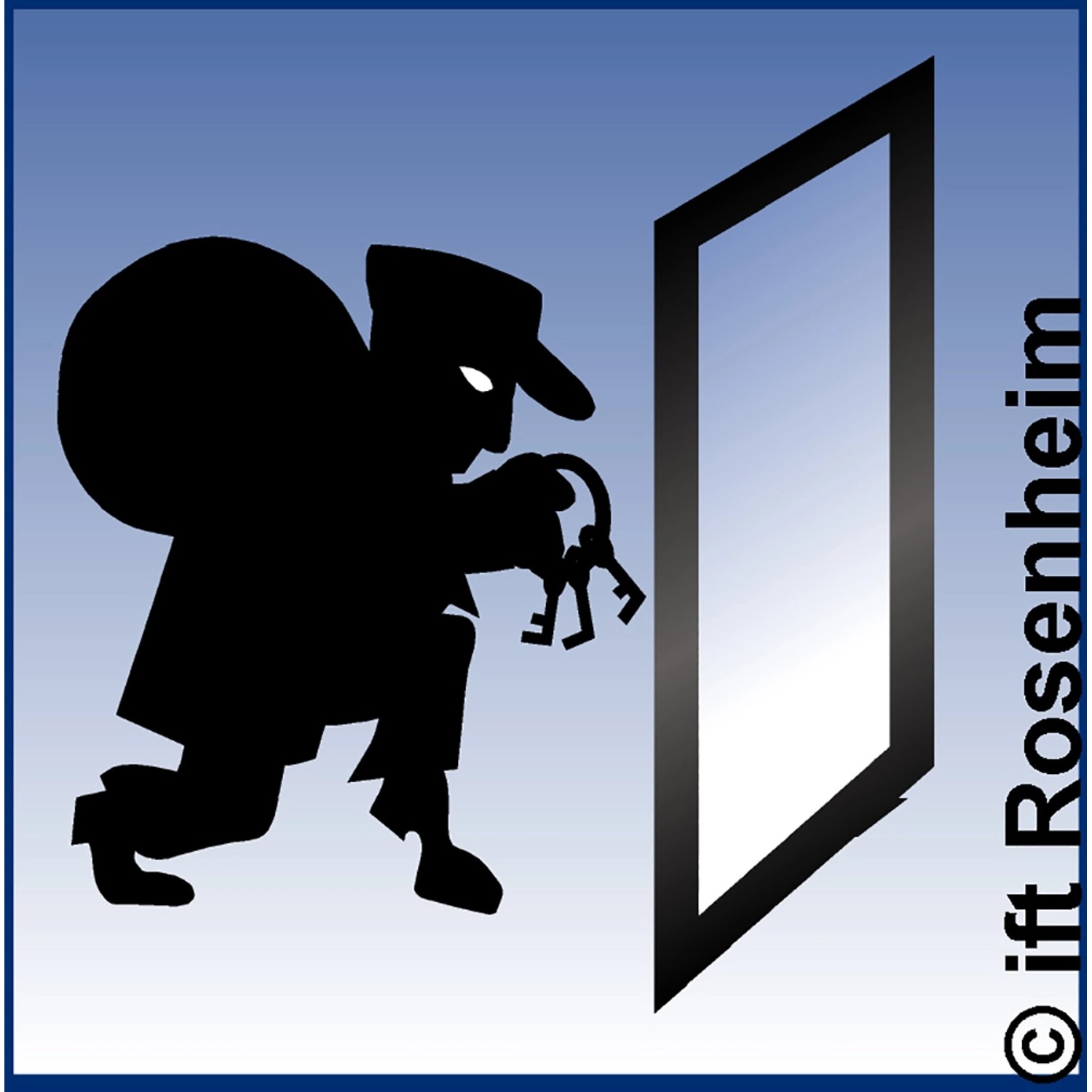 Symbolbild: Einbrecher vor einer einbruchsicheren Haustür. Sicherheitstür RC2.