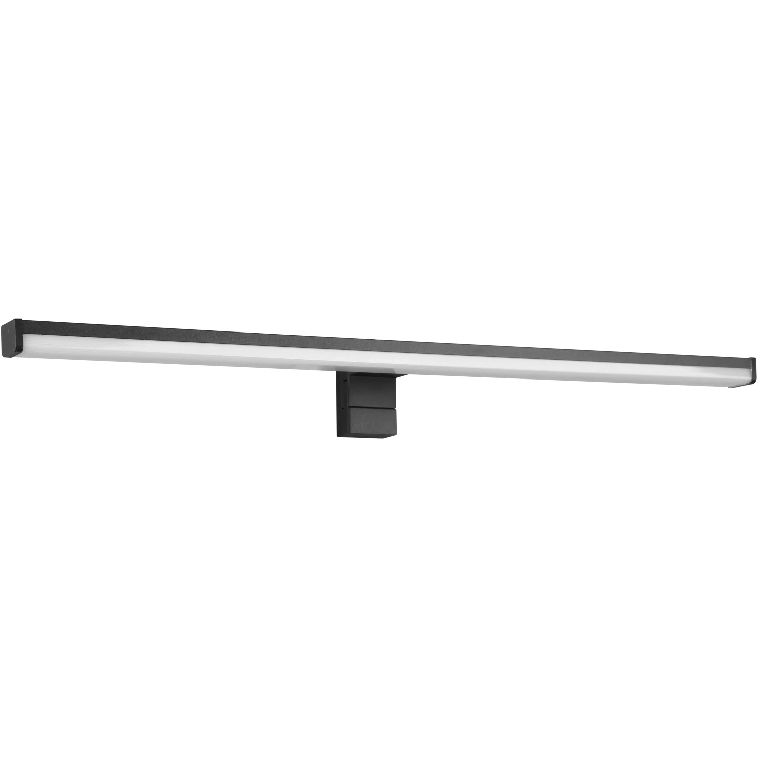 Schwarze, matte Trio LED-Wandleuchte Lino, 60x600x105 mm, ideal als Spiegelleuchte.