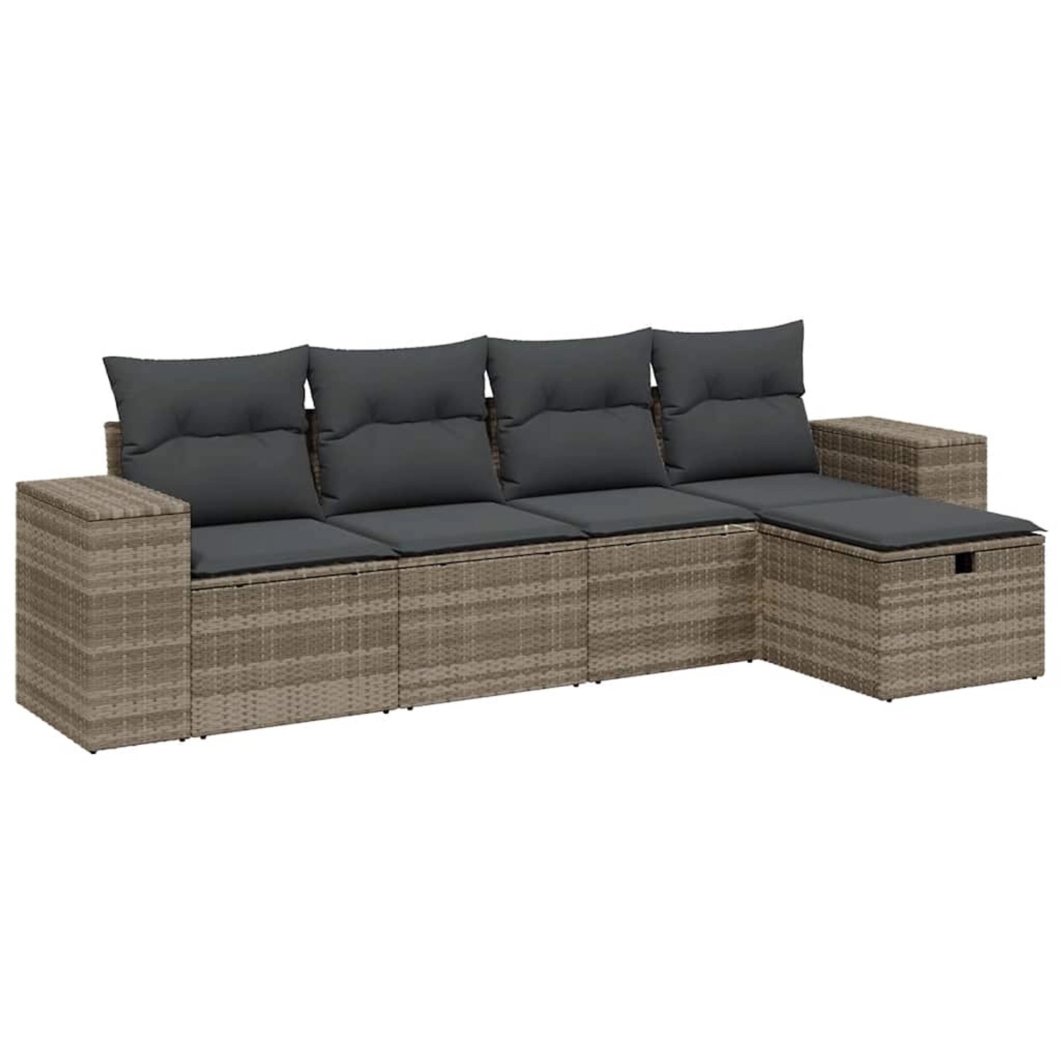 vidaXL 5-Tlg Garten-Sofagarnitur mit Kissen Hellgrau Poly Rattan 3264398 günstig online kaufen