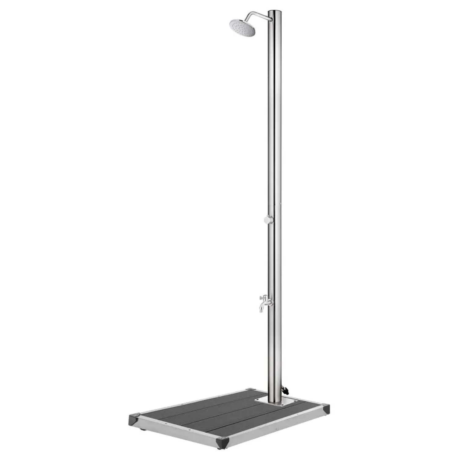 vidaXL Gartendusche mit Grauer Bodenplatte 220 cm Edelstahl 3070783