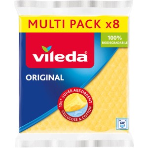 Vileda Schwammtuch XXL 8er-Pack: Gelbe, saugfähige Tücher für Haushalt und Reinigung.