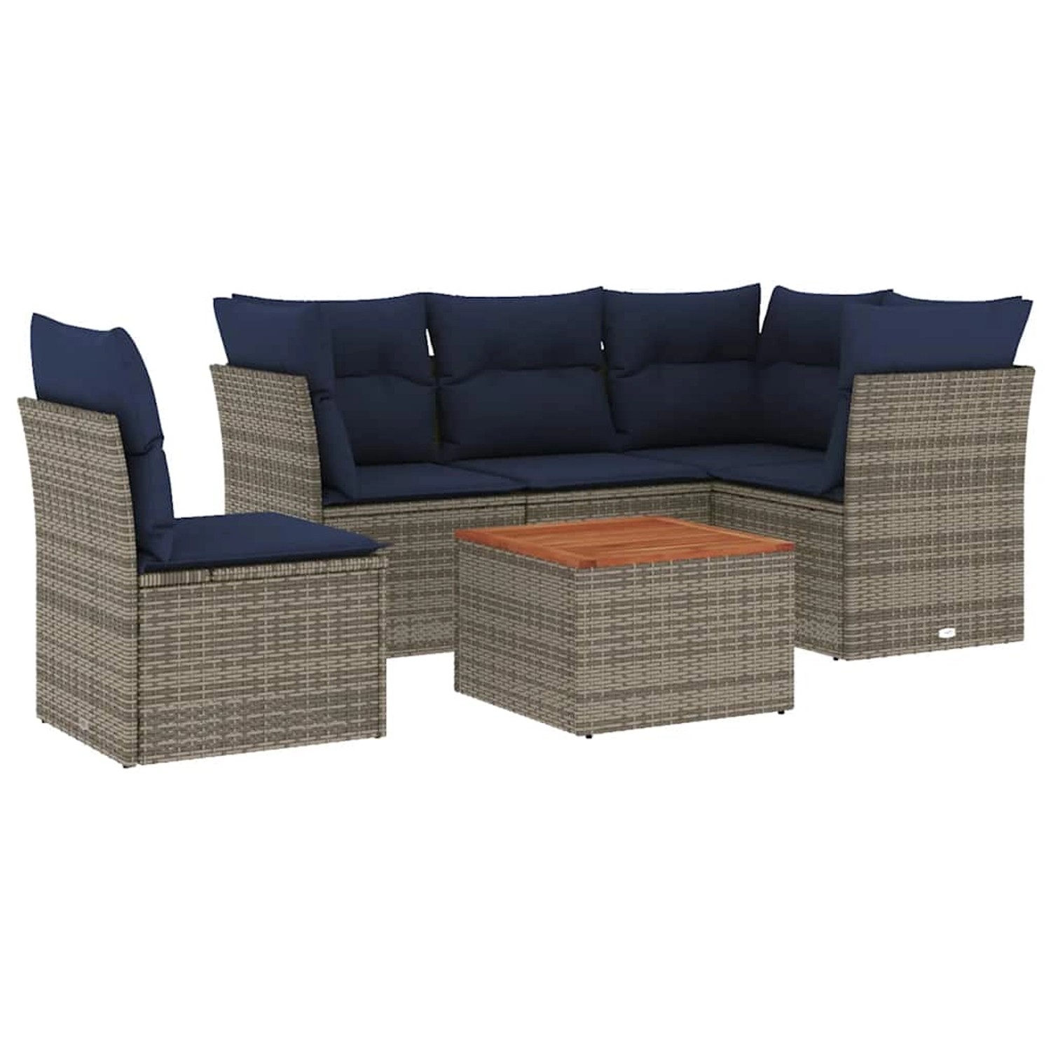 vidaXL 6-Tlg Garten-Sofagarnitur mit Kissen Grau Poly Rattan 3255977 günstig online kaufen